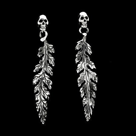 EARRING - LEAF AND SKULL